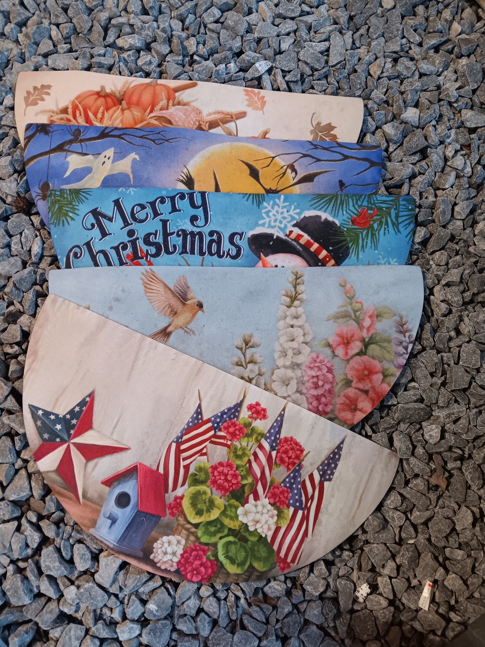 New Set of Decorative Seasonal Door Mats- Floral, Patriotic, Christmas, Autumn